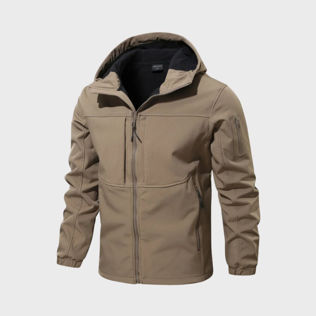 Wasserdichte Softshelljacke Herren mit Kapuze und praktischen Taschen | J&B - 1 - Jasminaboutique.com