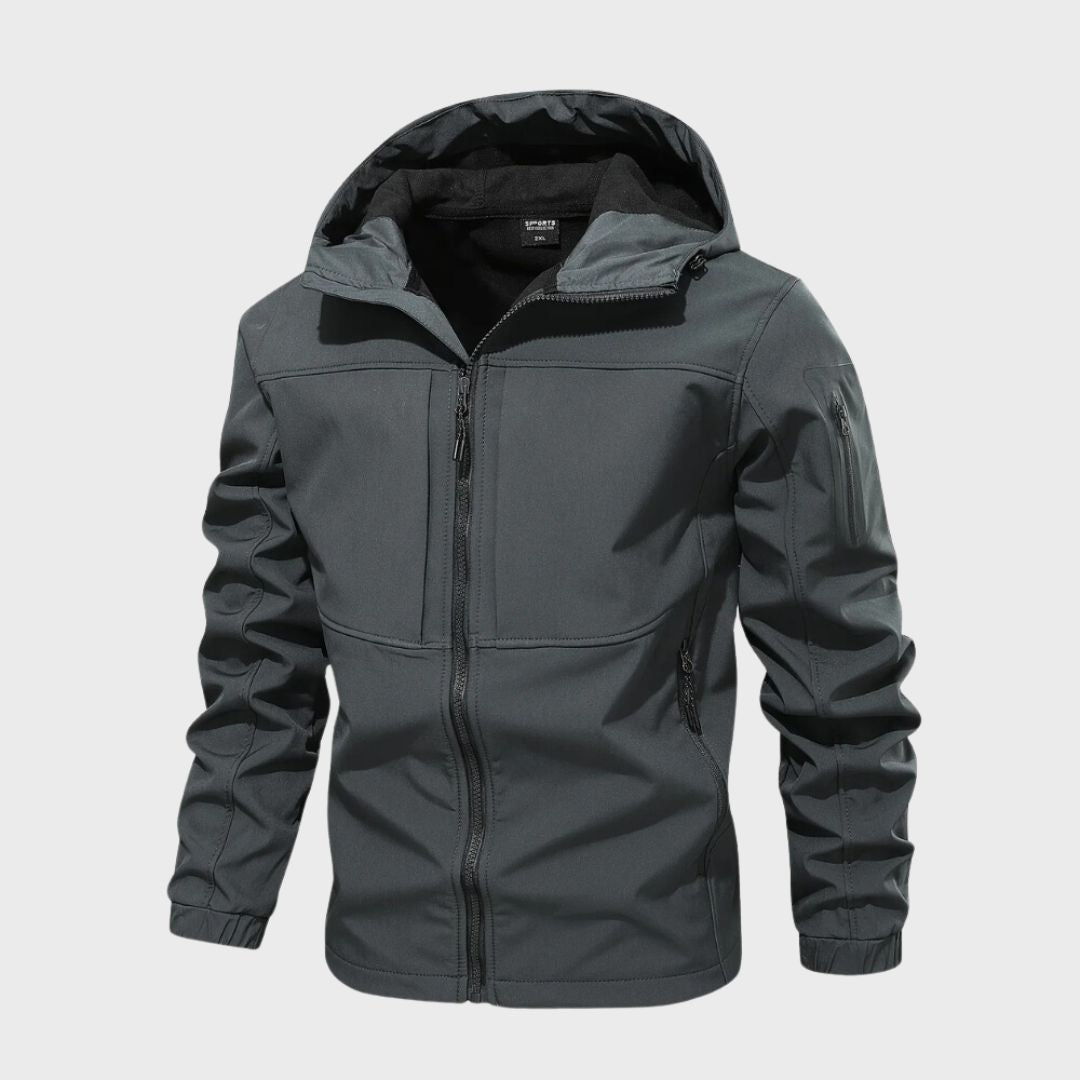 Wasserdichte Softshelljacke Herren mit Kapuze und praktischen Taschen | J&B - 2 - Jasminaboutique.com