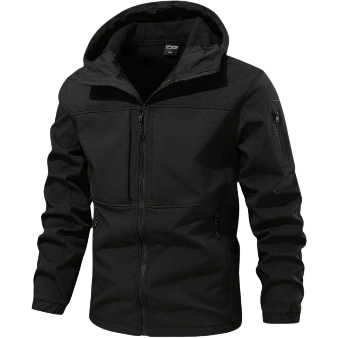 Wasserdichte Softshelljacke Herren mit Kapuze und praktischen Taschen | J&B - 3 - Jasminaboutique.com