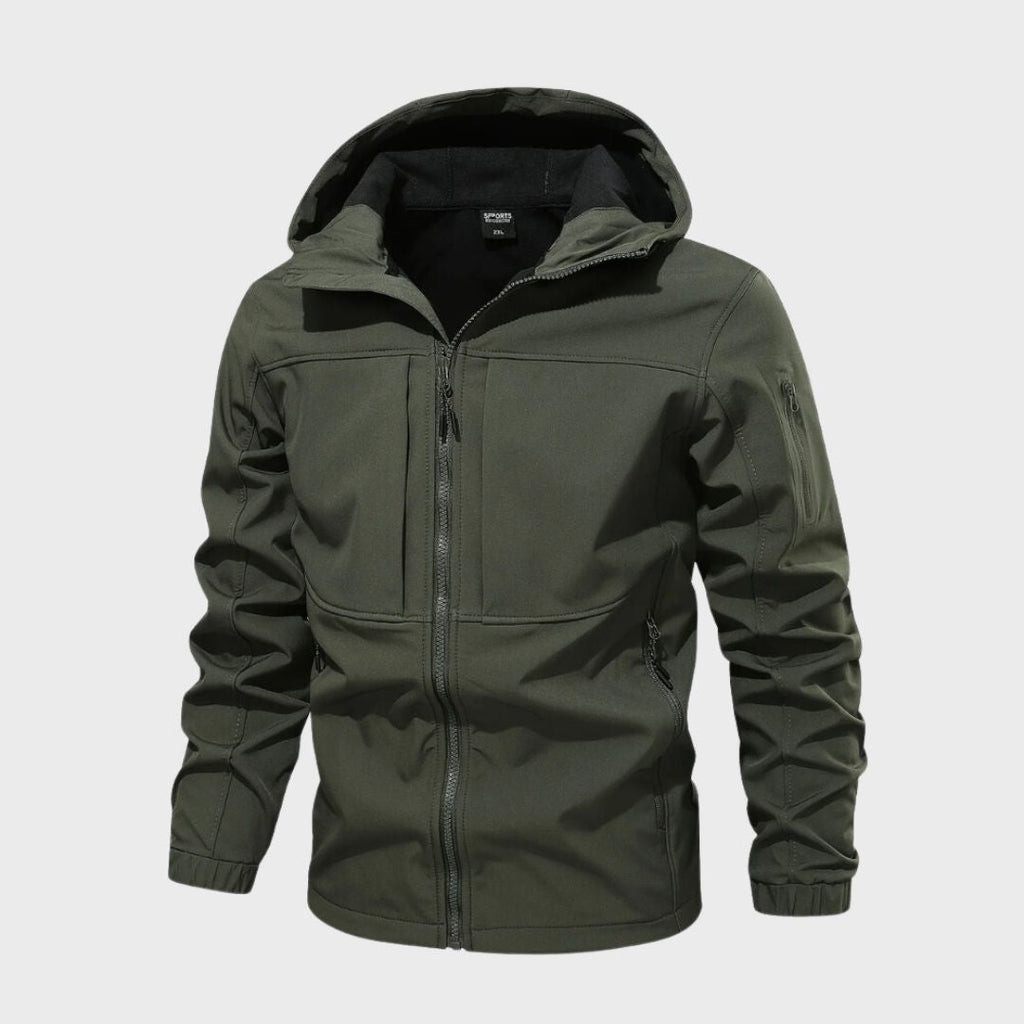 Wasserdichte Softshelljacke Herren mit Kapuze und praktischen Taschen | J&B - 4 - Jasminaboutique.com