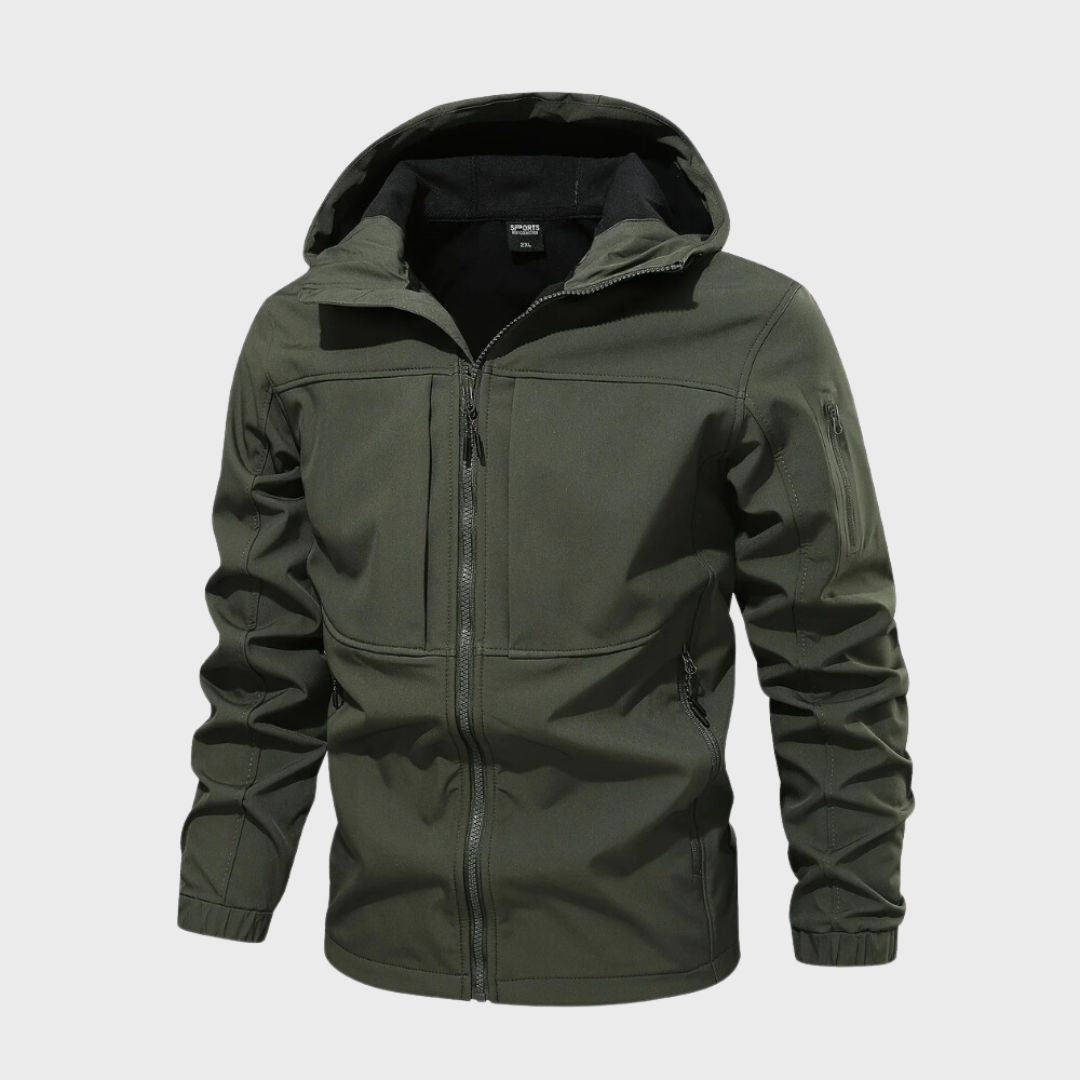 Wasserdichte Softshelljacke Herren mit Kapuze und praktischen Taschen | J&B - 4 - Jasminaboutique.com