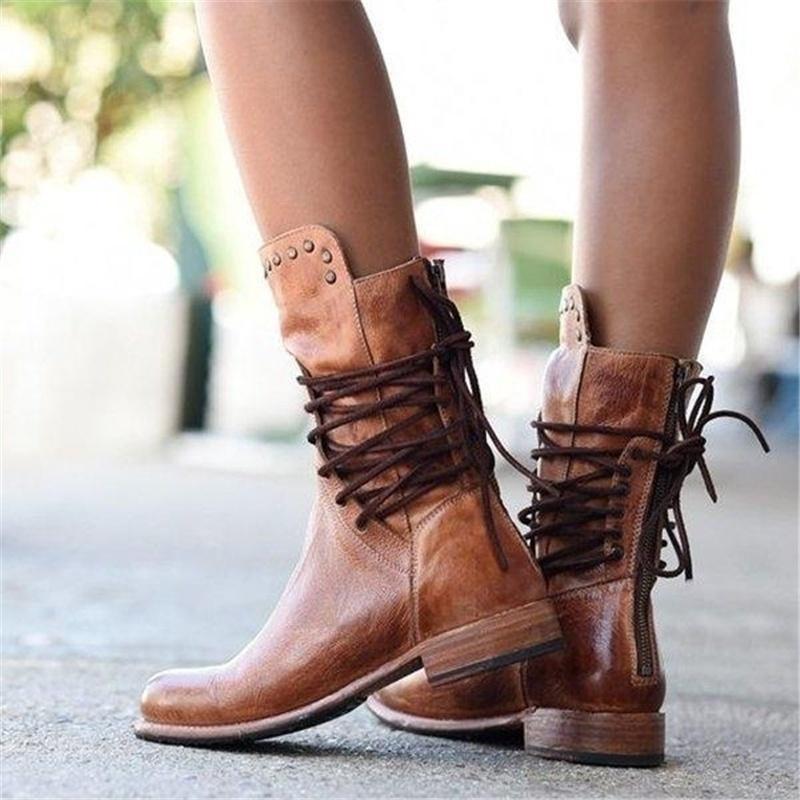 Stiefeletten Damen mit Schnürung und Nieten | J&B - 5 - Jasminaboutique.com