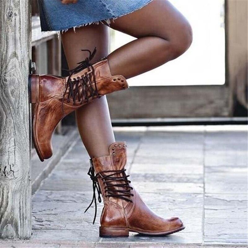 Stiefeletten Damen mit Schnürung und Nieten | J&B - 3 - Jasminaboutique.com