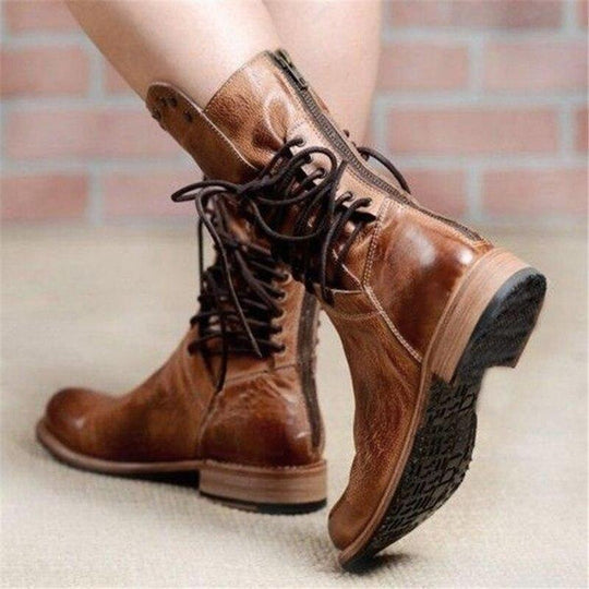 Stiefeletten Damen mit Schnürung und Nieten | J&B - 4 - Jasminaboutique.com