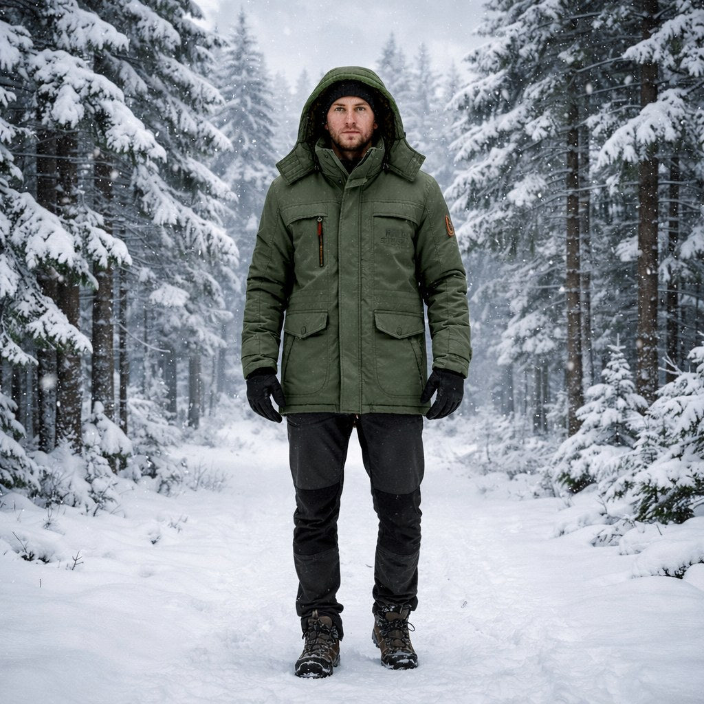 Wattierte Jacke Herren mit Abnehmbarer Kapuze und Fleece-Futter | J&B - 10 - Jasminaboutique.com