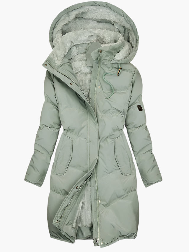 Puffer Jacket Women's Longline with Hood and Cozy Lining - Image 3