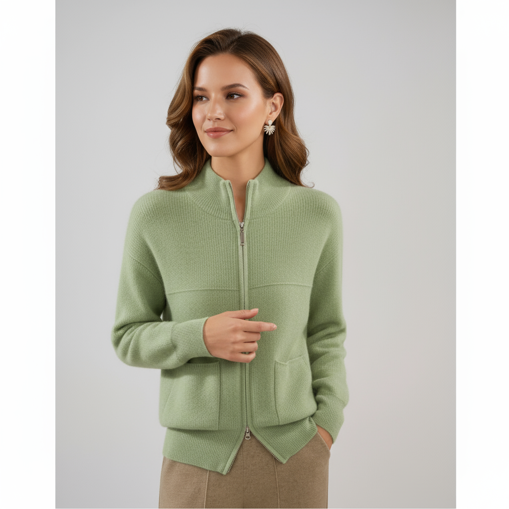Zip-Up Jacket Women's Soft Texture with Pockets - Image 3