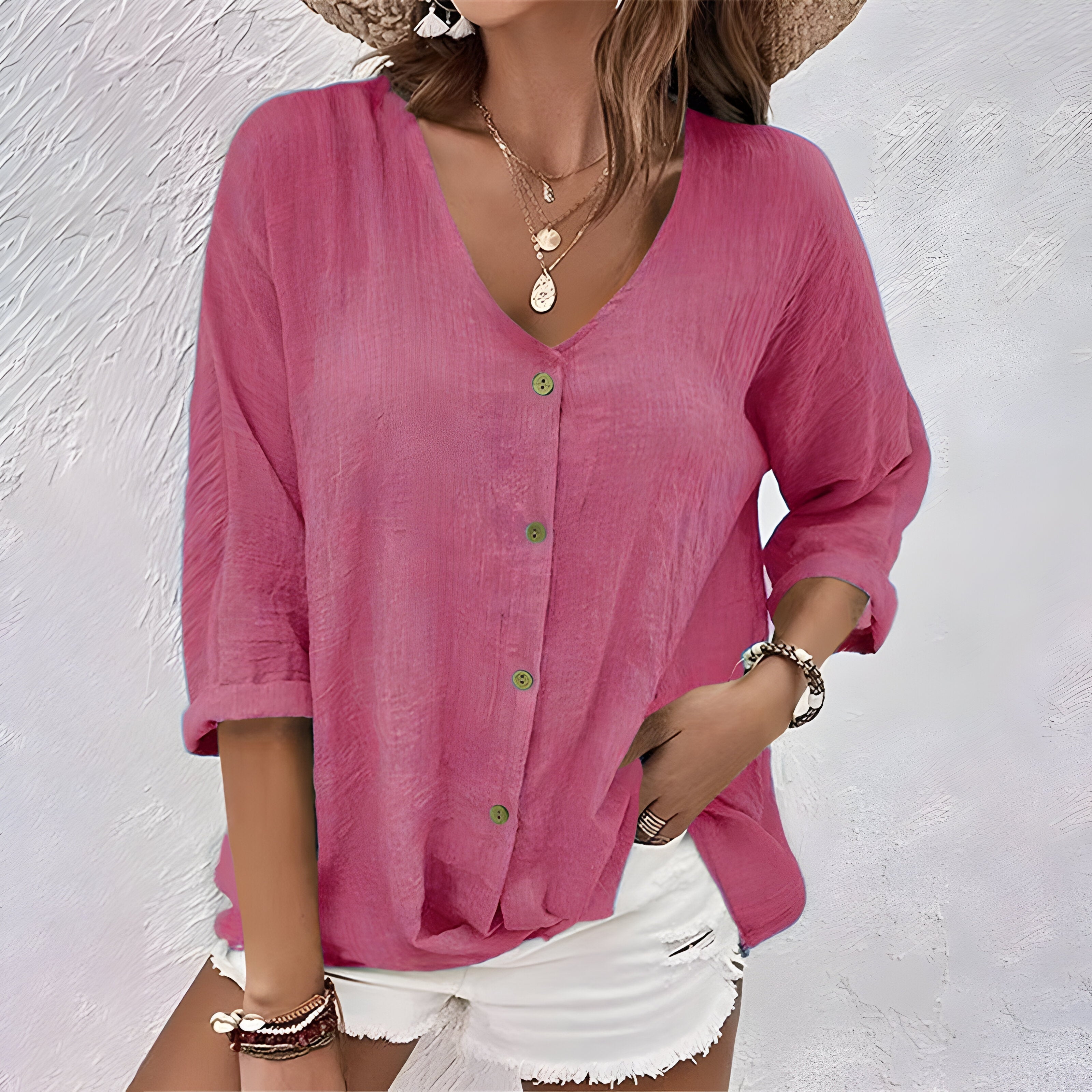 Sophie – Women Button-Up V-Neck Blouse - Image 5