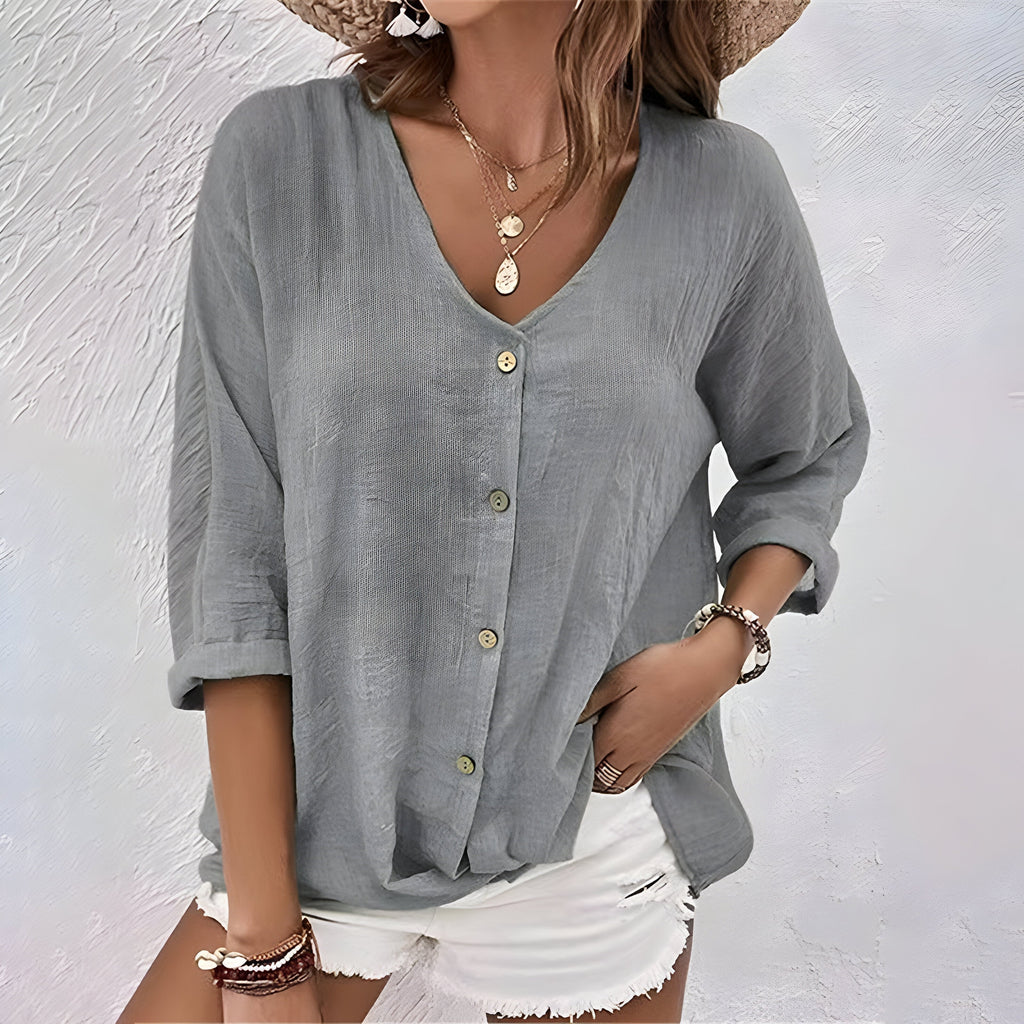 Leni – Women Button-Up Summer Blouse - Image 7