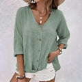 Sophie – Women Button-Up V-Neck Blouse - Image 1