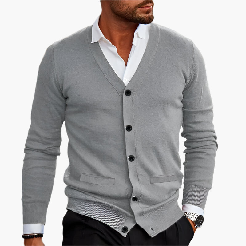 Cardigan Men V-Neck Button Front with Pockets - Image 8
