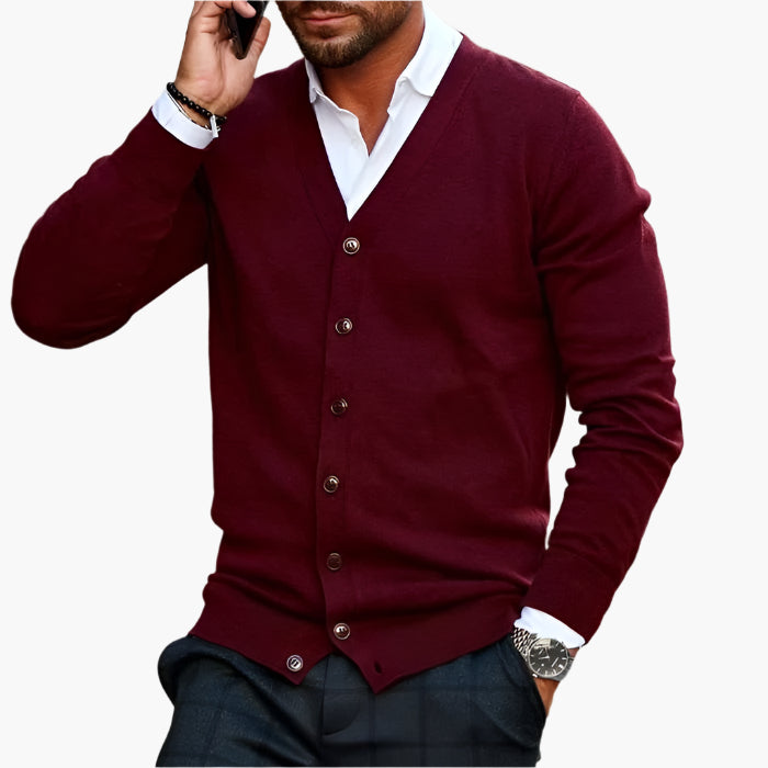 Cardigan Men V-Neck Button Front with Pockets - Image 3