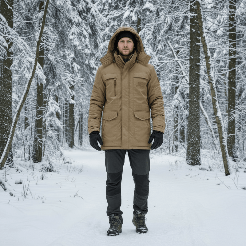 Wattierte Jacke Herren mit Abnehmbarer Kapuze und Fleece-Futter | J&B - 1 - Jasminaboutique.com
