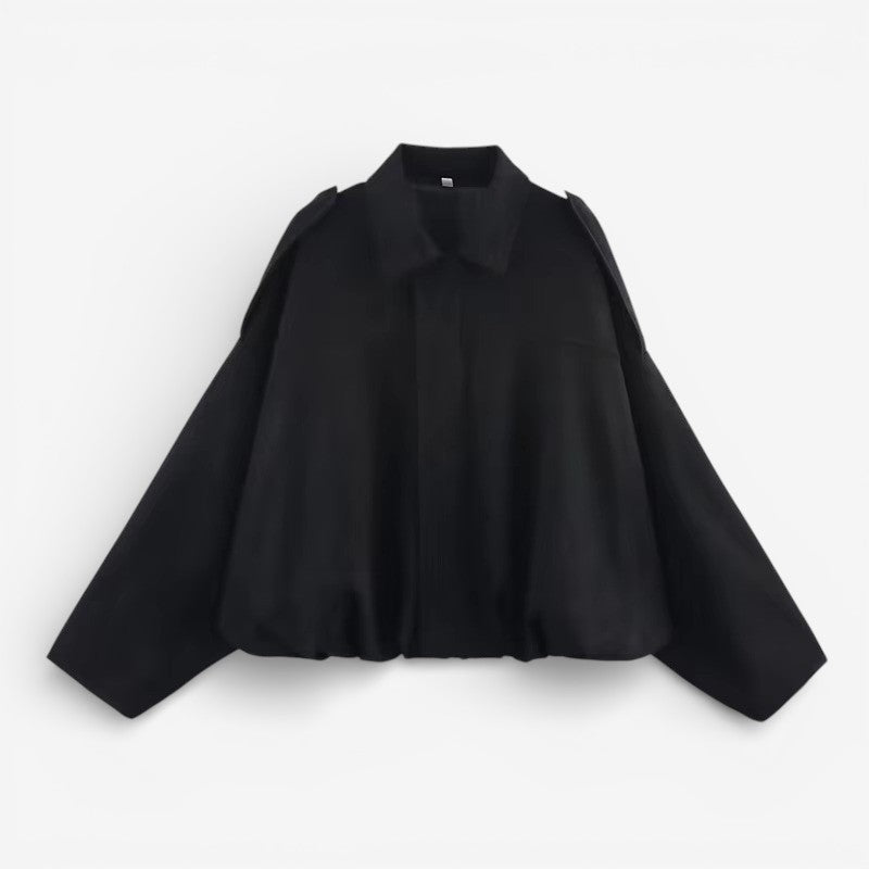 Cropped Jacket Women's with Relaxed Fit and Button Closure - Image 11