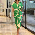 Mia – Women's Tie Waist Midi Dress - Image 1